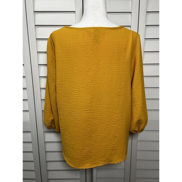 MISIA Puff Sleeve Front Knot Pullover Top Women's Size Medium Mustard - Picture 4 of 8